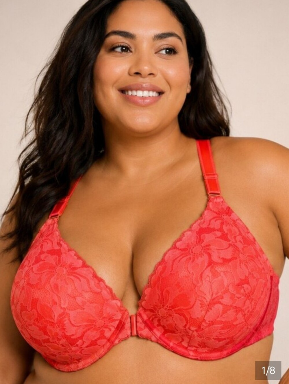Torrid 44D Hot Pink Lace Flower Front Clasp Racerback Underwire Molded Bra